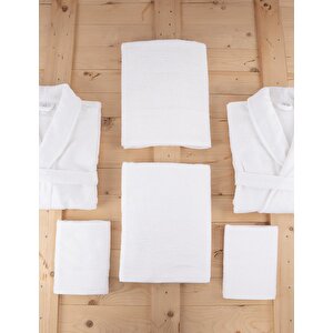 Ultra Soft 6 Parça Kutulu Havlu & Bornoz Aile Çeyiz Seti Baveno Beyaz
