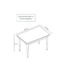 Lois Serisi 72x112 Mdf Pinotex Ayaklı Kaliteli Sabit Yemek Masası