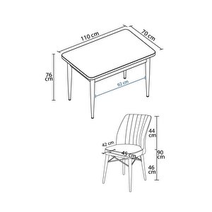 Tulca Serisi, 70x110 Sabit Mdf Mutfak Masası Takımı 4 Adet Sandalye