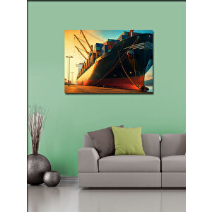 Kanvas Tablo Limanda Demirleyen Gemi 50x70 cm