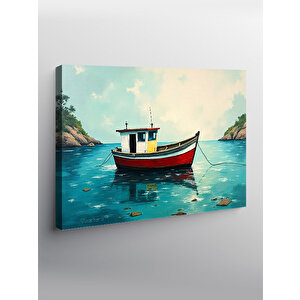 Kanvas Tablo Renkli Balıkçı Teknesi 100x140 cm