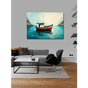 Kanvas Tablo Renkli Balıkçı Teknesi 100x140 cm
