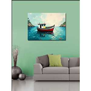 Kanvas Tablo Renkli Balıkçı Teknesi 100x140 cm