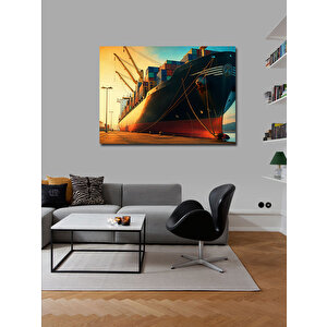 Kanvas Tablo Limanda Demirleyen Gemi 70x100 cm