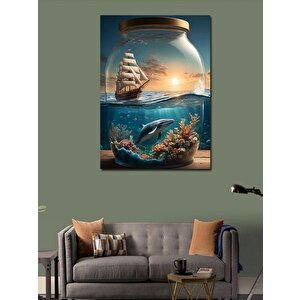 Kanvas Tablo Şişedeki Gemi 100x140 cm