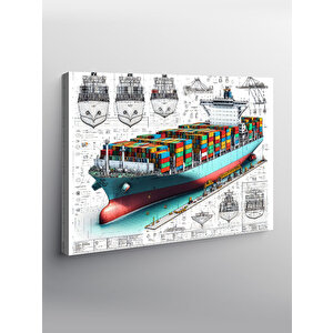 Kanvas Tablo Yük Gemisi Teknik Çizim 100x140 cm