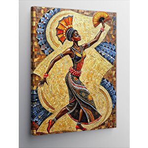 Kanvas Tablo Afrikalı Kadın Ve Desenler 70x100 cm