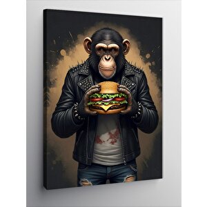 Kanvas Tablo Burger Tutan Maymun 70x100 cm