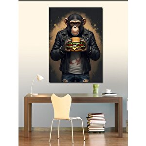 Kanvas Tablo Burger Tutan Maymun 70x100 cm