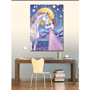 Kanvas Tablo Desenli At Ve Kadın 70x100 cm