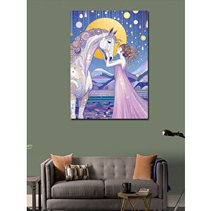 Kanvas Tablo Desenli At Ve Kadın 70x100 cm