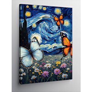 Kanvas Tablo Kelebekli Yıldızlı Gece 50x70 cm