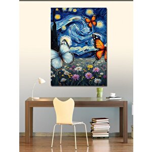 Kanvas Tablo Kelebekli Yıldızlı Gece 50x70 cm