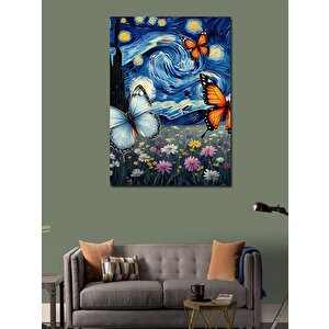 Kanvas Tablo Kelebekli Yıldızlı Gece 50x70 cm