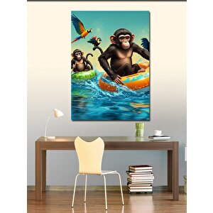 Kanvas Tablo Kayıkta Maymunlar 100x140 cm