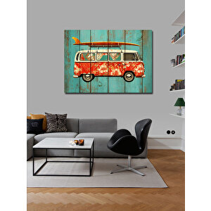 Kanvas Tablo Çiçek Desenli Minibüs 50x70 cm