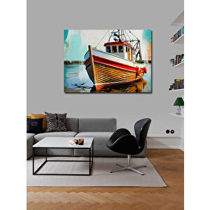 Kanvas Tablo Balıkçı Teknesi Limanda 100x140 cm