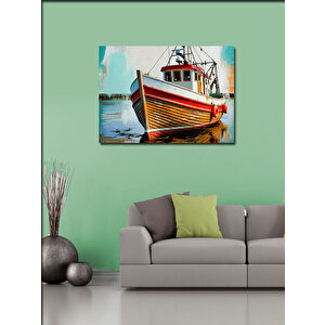 Kanvas Tablo Balıkçı Teknesi Limanda 100x140 cm