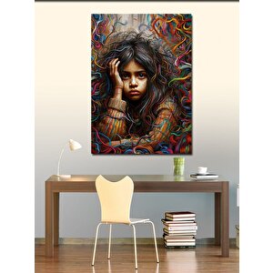 Kanvas Tablo Renkli Desenli Kadın Portresi 100x140 cm