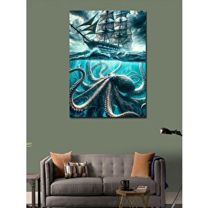 Kanvas Tablo Ahtapot Ve Gemi 70x100 cm