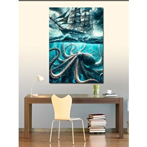 Kanvas Tablo Ahtapot Ve Gemi 50x70 cm