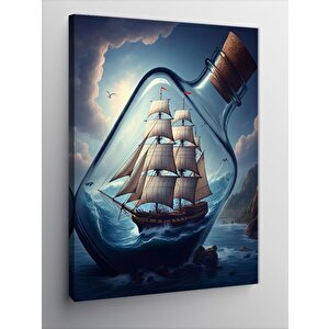 Kanvas Tablo Şişedeki Gemi 50x70 cm