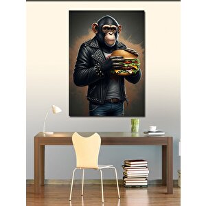 Kanvas Tablo Burgerli Maymun 100x140 cm