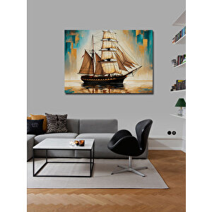 Kanvas Tablo Ahşap Yelkenli Gemi 50x70 cm