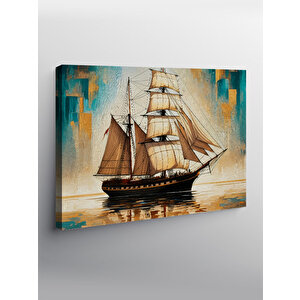 Kanvas Tablo Ahşap Yelkenli Gemi 70x100 cm