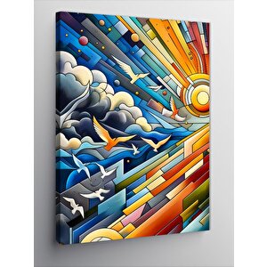 Kanvas Tablo Martılar Ve Desenler 70x100 cm