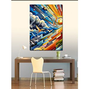 Kanvas Tablo Martılar Ve Desenler 70x100 cm