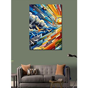 Kanvas Tablo Martılar Ve Desenler 70x100 cm