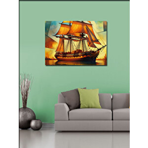 Kanvas Tablo Ahşap Yelkenli Gemi 70x100 cm