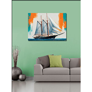 Kanvas Tablo Yelkenli Gemi İllüstrasyonu 70x100 cm