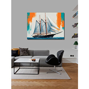 Kanvas Tablo Yelkenli Gemi İllüstrasyonu 100x140 cm