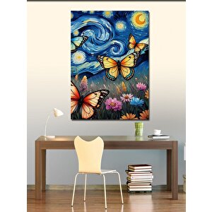 Kanvas Tablo Yıldızlı Gece Ve Kelebekler 70x100 cm