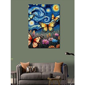 Kanvas Tablo Yıldızlı Gece Ve Kelebekler 70x100 cm