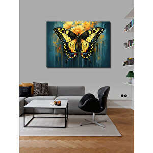 Kanvas Tablo Sarı Siyah Kelebek Figürü 70x100 cm