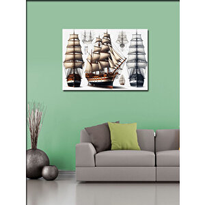 Kanvas Tablo Ahşap Yelkenli Gemiler 70x100 cm