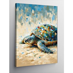 Kanvas Tablo Renkli Desenli Kaplumbağa 70x100 cm