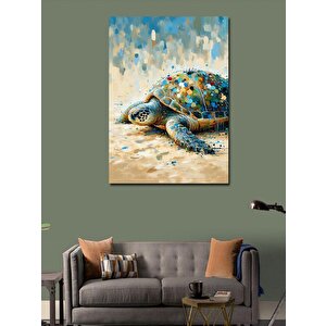 Kanvas Tablo Renkli Desenli Kaplumbağa 70x100 cm