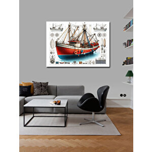 Kanvas Tablo Yelkenli Gemi Çizimi 100x140 cm
