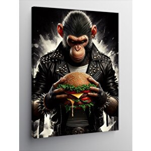 Kanvas Tablo Burger Tutan Maymun 50x70 cm