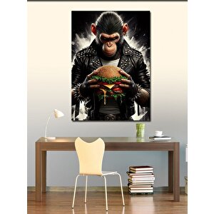 Kanvas Tablo Burger Tutan Maymun 50x70 cm
