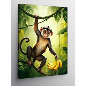 Kanvas Tablo Muz Tutan Maymun 70x100 cm