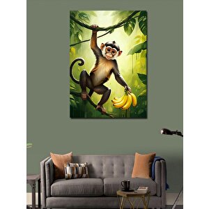 Kanvas Tablo Muz Tutan Maymun 70x100 cm