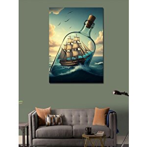 Kanvas Tablo Şişede Yelkenli Gemi 70x100 cm