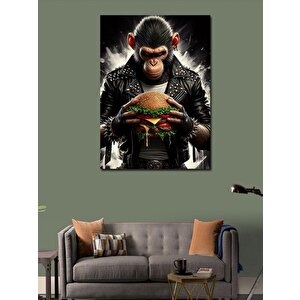 Kanvas Tablo Burger Tutan Maymun 70x100 cm