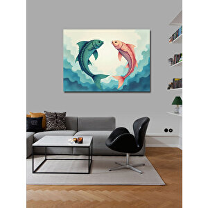 Kanvas Tablo Balık Burcu İllüstrasyonu 100x140 cm