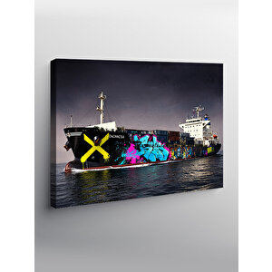 Kanvas Tablo Grafitili Gemi İllüstrasyonu 100x140 cm